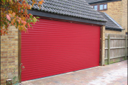 red garage door